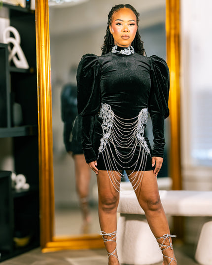 Royal Reign Velvet Chain Dress