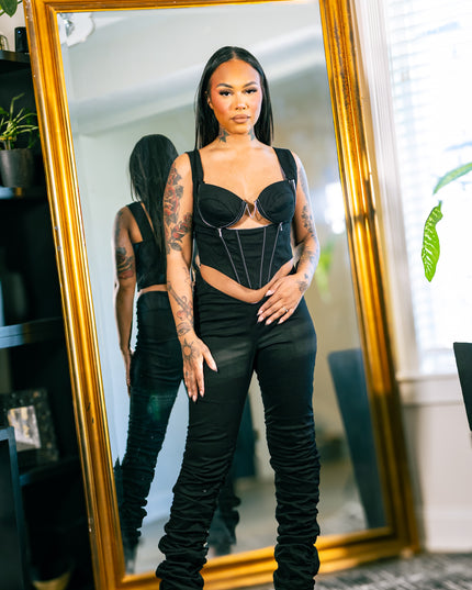 Midnight Snatched Corset Set
