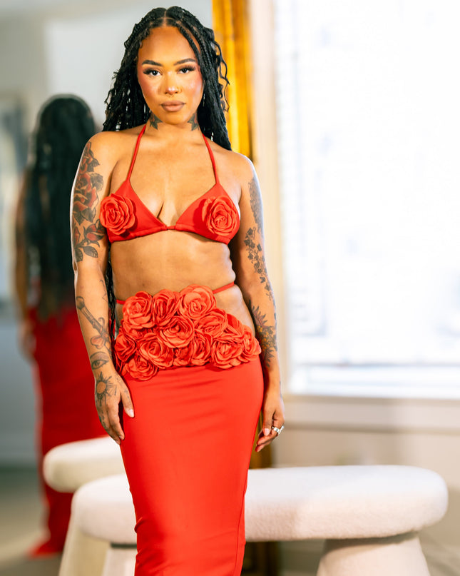 Rose Flame Two-Piece Statement Set