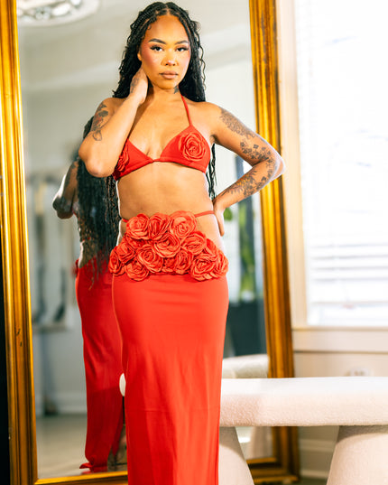 Rose Flame Two-Piece Statement Set
