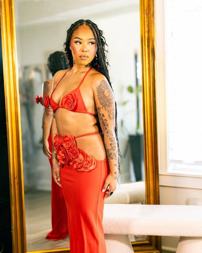 Rose Flame Two-Piece Statement Set