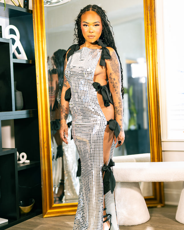 Starlight Siren Mirror Sequin Cutout Gown