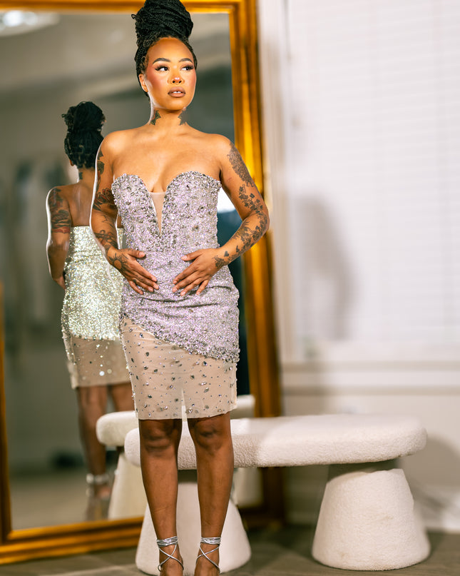 Crystal Allure Embellished Mini Dress